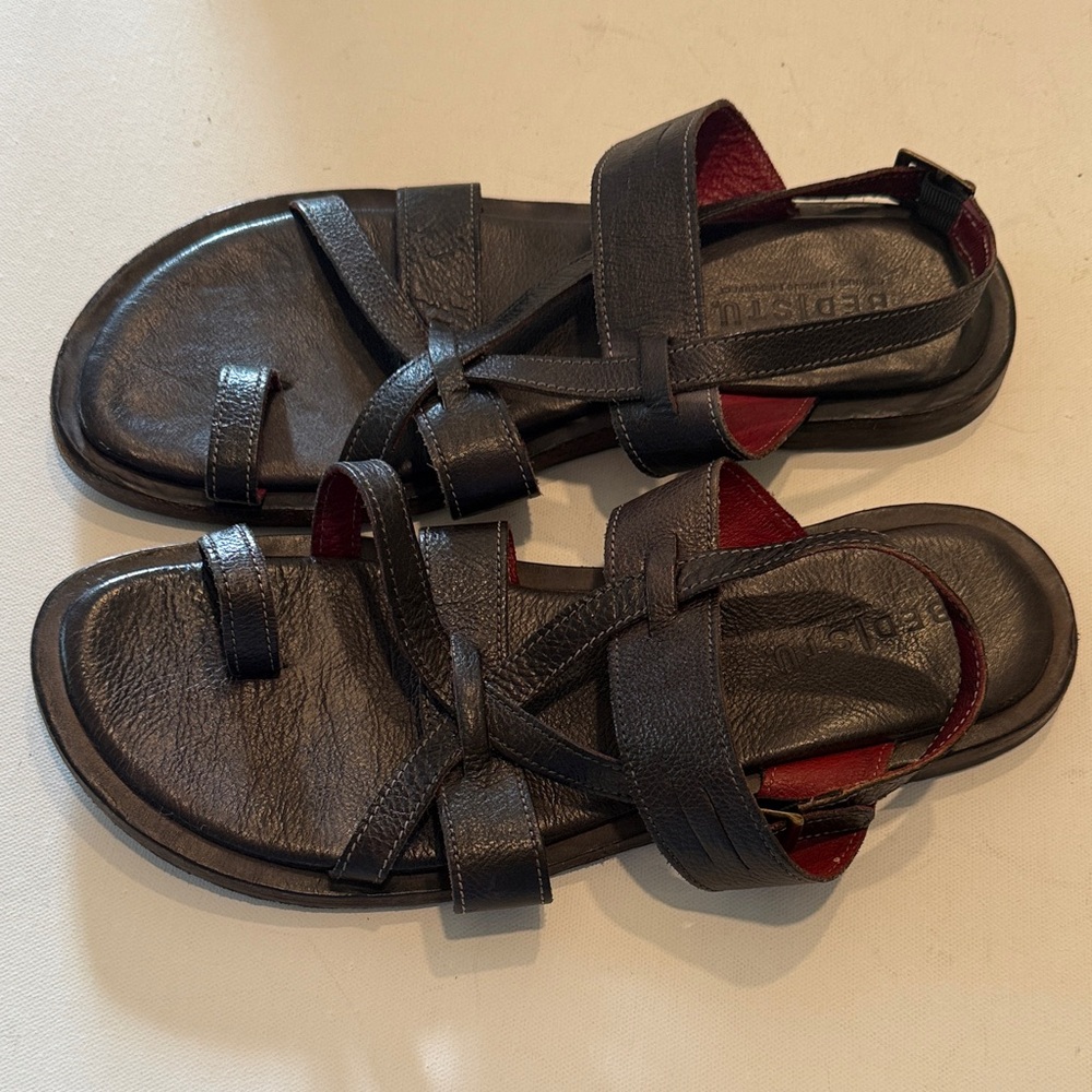 Bed Stu Black Leather Strappy Sandals - Picture 2 of 4